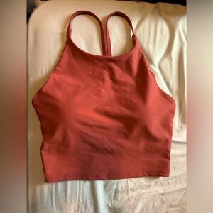 Women’s coral Old Navy active cropped top with built in bra, size medium